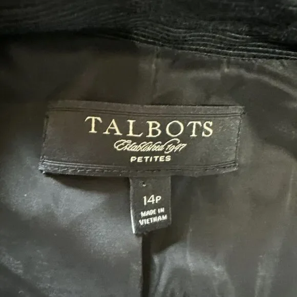 Talbots Women’s Sz 14P Black Blazer Business Causal Cotton/Silk Cropped - Picture 10 of 11